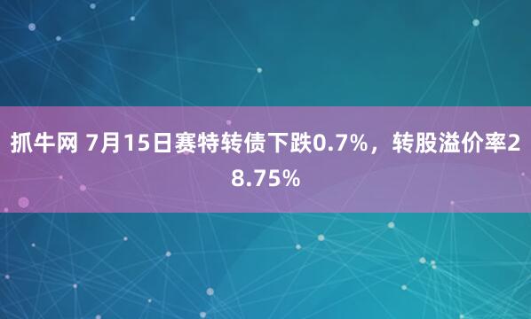 抓牛网 7月15日赛特转债下跌0.7%，转股溢价率28.75%