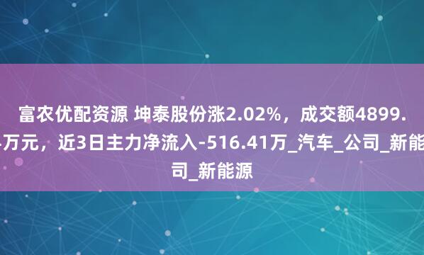 富农优配资源 坤泰股份涨2.02%，成交额4899.34万元，近3日主力净流入-516.41万_汽车_公司_新能源
